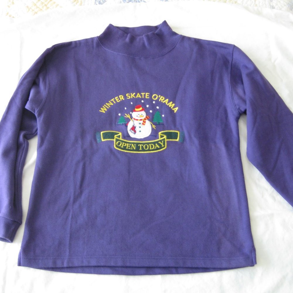 Girls Purple sweatshirt Winter Skate O Rama embroidered Applique